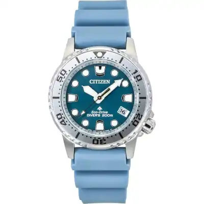 Citizen Promaster Polyurethane Strap Blue Dial Eco-drive Diver's Eo2027-09l 200m Women's Watch