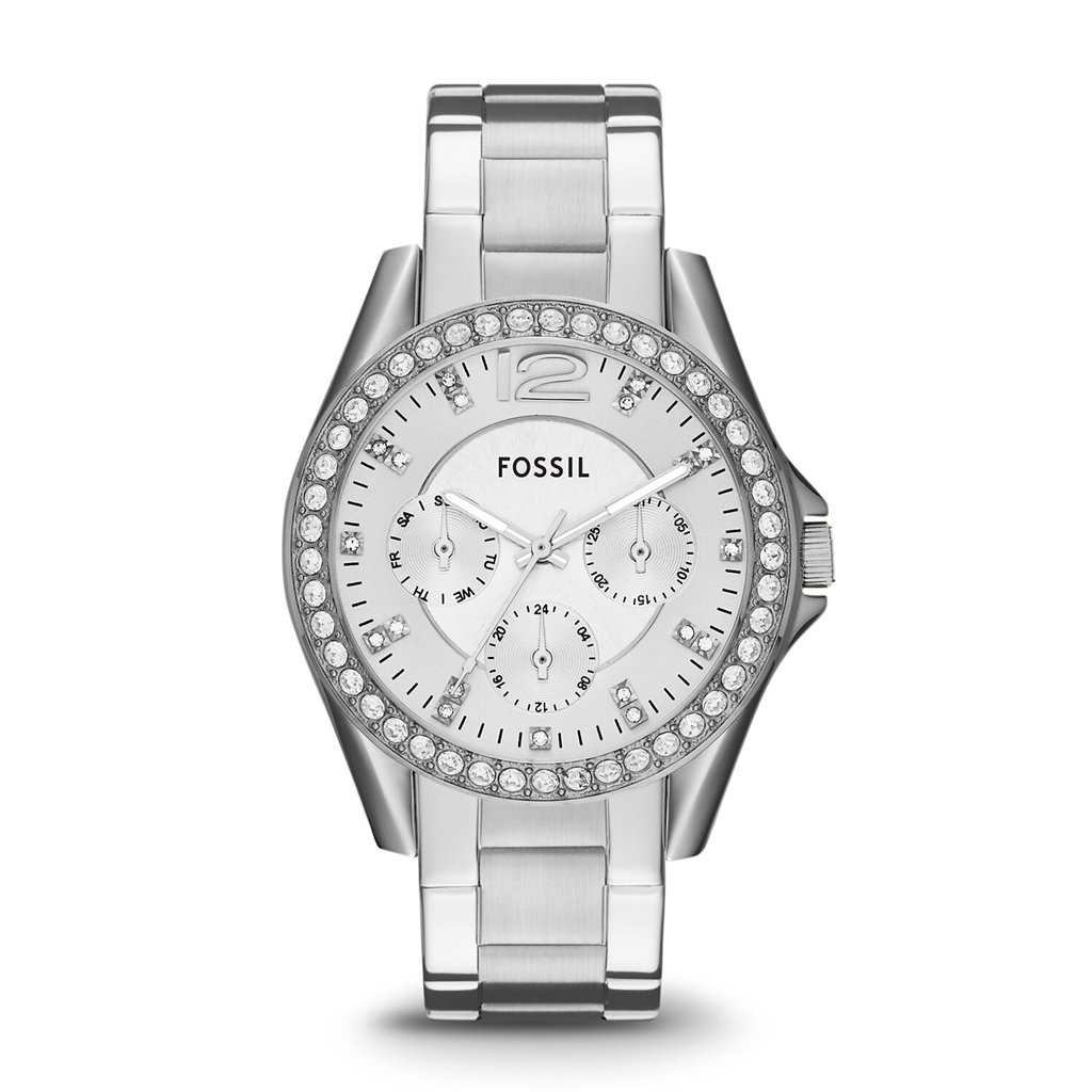 ES3202 main Fossil Riley 38mm Women’s Multifunction Watch – Silver-Tone Stainless Steel, Crystal-Set Bezel & 100M Water Resistance (ES3202)