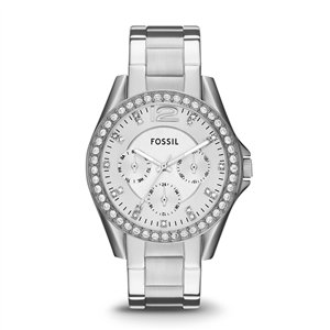 Fossil Riley 38mm Women’s Multifunction Watch – Silver-Tone Stainless Steel, Crystal-Set Bezel & 100M Water Resistance (ES3202)