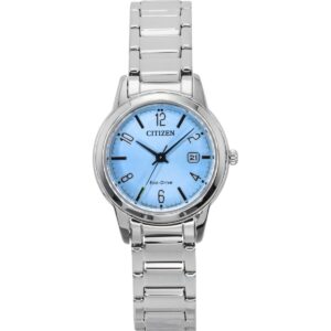 Citizen Elegance Stainless Steel Light Blue Dial Eco-Drive FE1241-71L Women's Watch