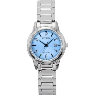 Citizen Elegance Stainless Steel Light Blue Dial Eco-Drive FE1241-71L Women's Watch