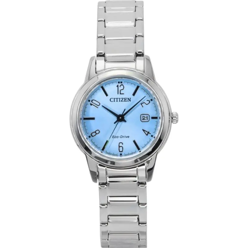 Citizen Elegance Stainless Steel Light Blue Dial Eco-Drive FE1241-71L Women's Watch