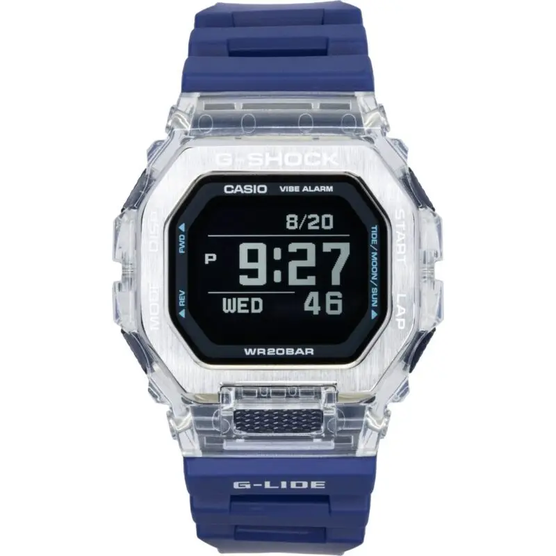 Casio G-Shock G-Lide Digital Smartphone Link Blue Resin Strap Quartz GBX-100S-2 200M Unisex Watch