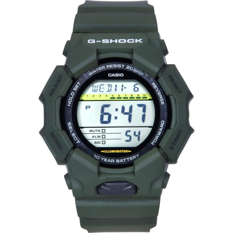 Casio G-Shock Digital Bio-Based Green Resin Strap Black Dial Quartz GD-010-3 200M Men's Watch