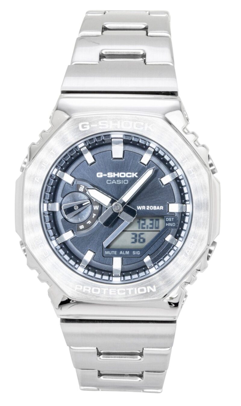 Casio G-Shock G-Steel Analog Digital Stainless Steel Grey Dial Quartz GM-2110D-8A 200M Men's Watch