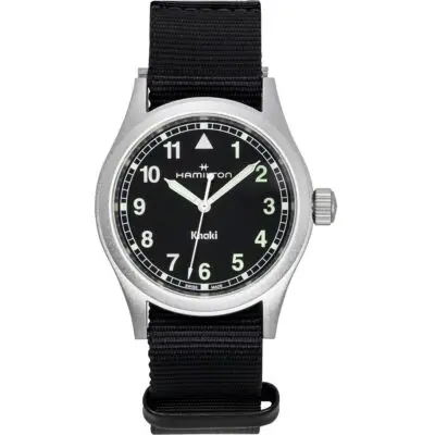 Hamilton Khaki Field Textile Strap Black Dial Quartz H69401430 Unisex Watch