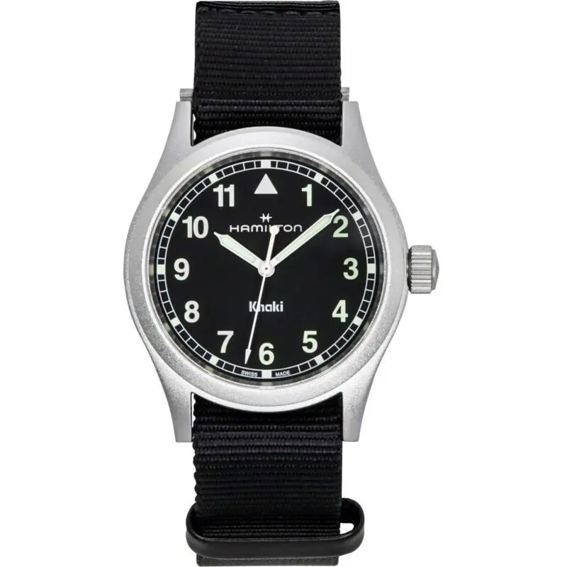 Hamilton Khaki Field Textile Strap Black Dial Quartz H69401430 Unisex Watch