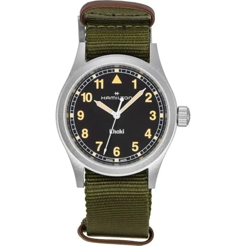 Hamilton Khaki Field Textile Strap Black Dial Quartz H69401930 Unisex Watch