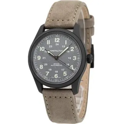 Hamilton Khaki Field Titanium Leather Strap Grey Dial Automatic H70215880 100M Men's Watch