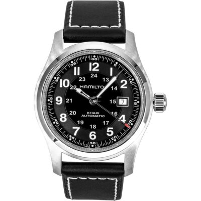 Hamilton Khaki Leather Strap Black Dial Automatic H70605733 100M Men's Watch