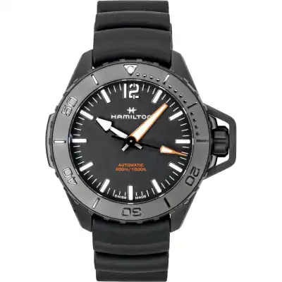 Hamilton Khaki Frogman Rubber Strap Black Dial Automatic Diver's H77855330 300M Men's Watch