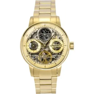 Ingersoll The Jazz Stainless Steel Gold Skeleton Dial Automatic I07711 Men's Watch