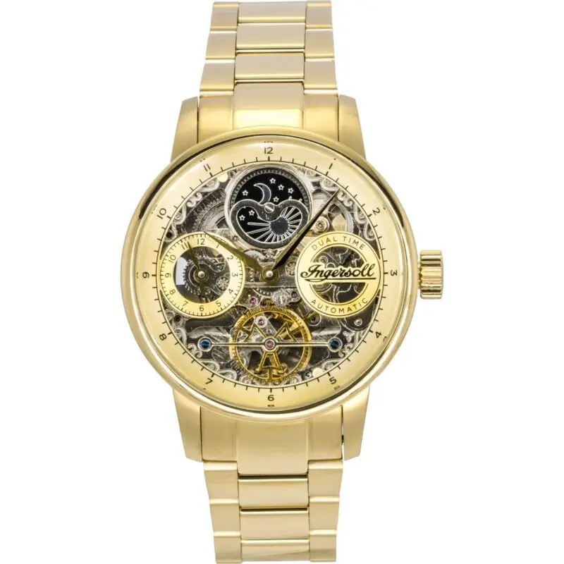 Ingersoll The Jazz Stainless Steel Gold Skeleton Dial Automatic I07711 Men's Watch