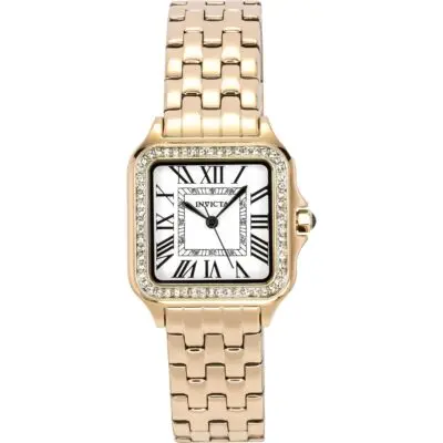 Invicta Angel Rose Gold Tone Stainless Steel Crystal Silver Dial Quartz 48997 Women's Watch