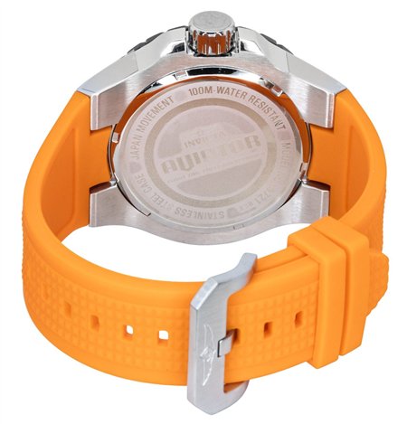 Invicta Aviator Orange Silicone Strap Gunmetal Dial Quartz 49721 100M Men's Watch