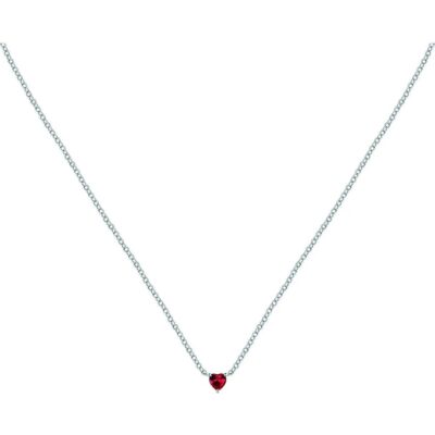 La Petite Story Steel Necklace With White And Red Heart Zircons LPS10AWV30 For Women