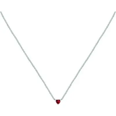 La Petite Story Steel Necklace With White And Red Heart Zircons LPS10AWV30 For Women