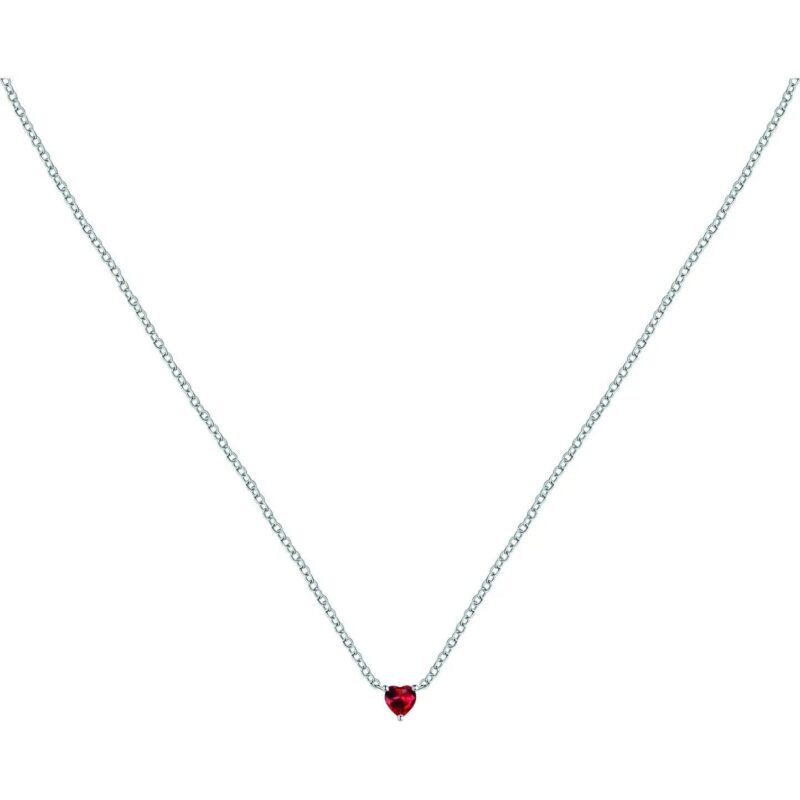 La Petite Story Steel Necklace With White And Red Heart Zircons LPS10AWV30 For Women