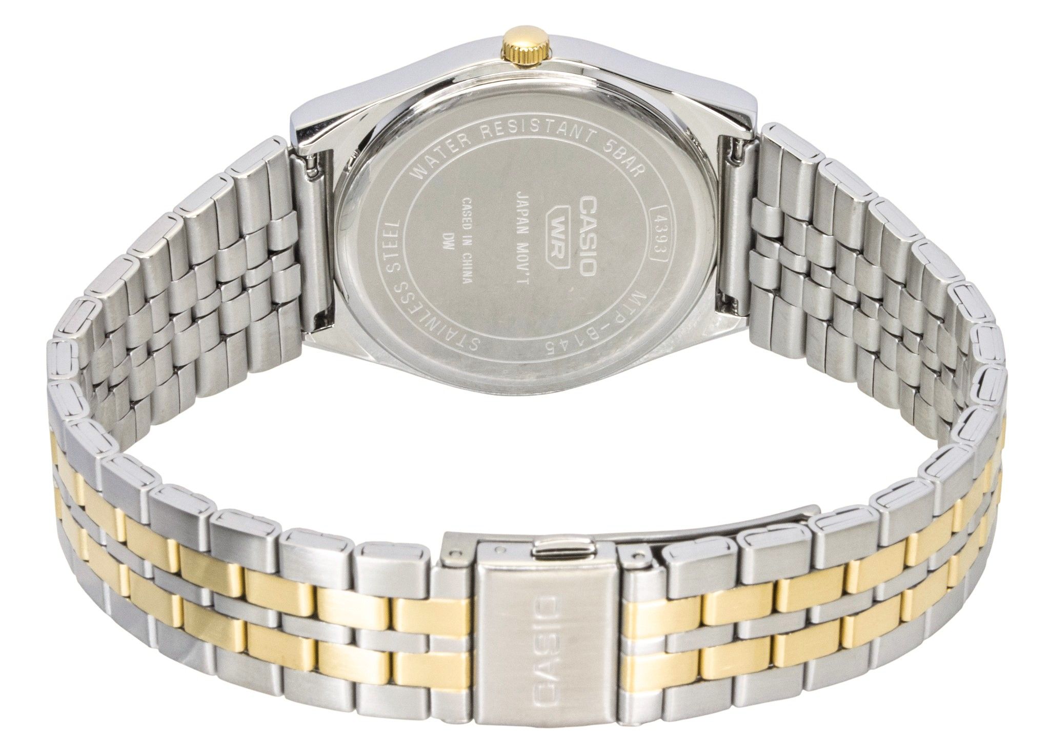 Casio Analog Two Tone Stainless Steel Black Dial Quartz MTP-B145SG-1AV Men's Watch