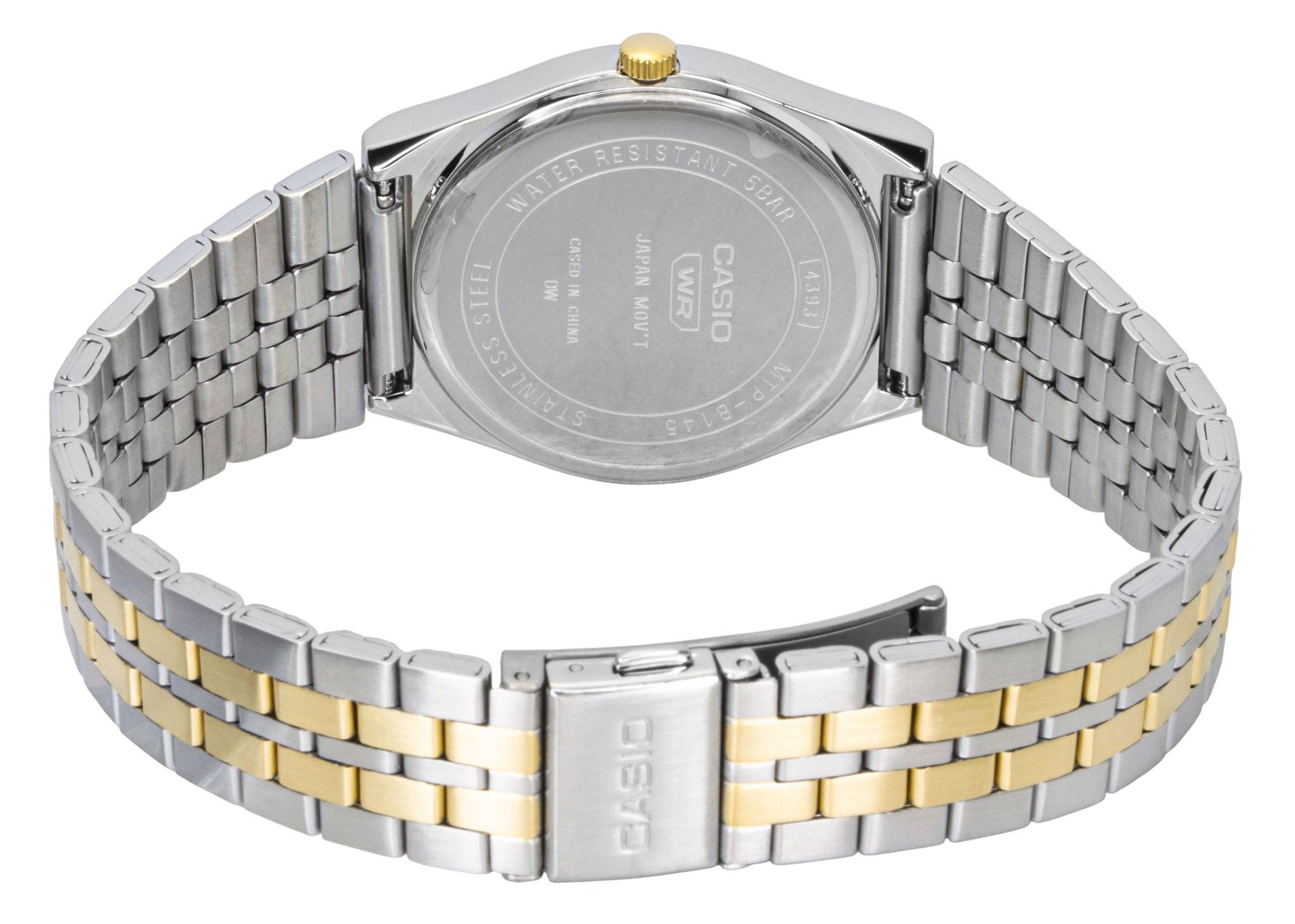 Casio Analog Two Tone Stainless Steel White Dial Quartz MTP-B145SG-7AV Men's Watch