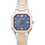 Casio Analog Two Tone Stainless Steel Black Dial Quartz MTP-B195RG-2AV Men's Watch