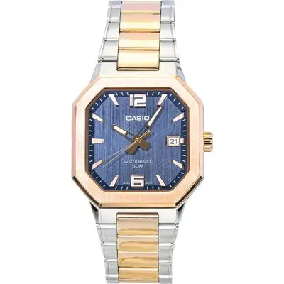 Casio Analog Two Tone Stainless Steel Black Dial Quartz MTP-B195RG-2AV Men's Watch