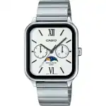 Casio Standard Analog Moon Phase Stainless Steel White Dial Quartz MTP-M305D-7A2V Men's Watch