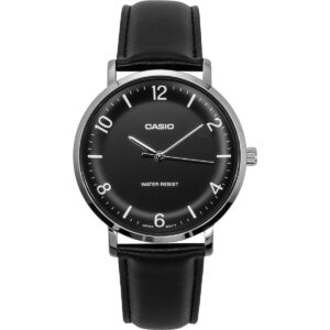 Casio Standard Analog Leather Strap Black Dial Quartz MTP-VT03L-1B Men's Watch
