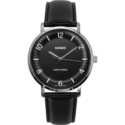 Casio Standard Analog Leather Strap Black Dial Quartz MTP-VT03L-1B Men's Watch