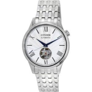 Citizen Stainless Steel Open Heart Silver Dial Automatic NH9130-84A Men's Watch