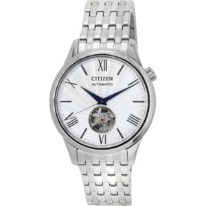 Citizen Stainless Steel Open Heart Silver Dial Automatic NH9130-84A Men's Watch