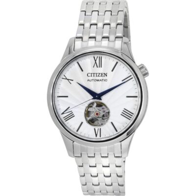 Citizen Stainless Steel Open Heart Silver Dial Automatic NH9130-84A Men's Watch