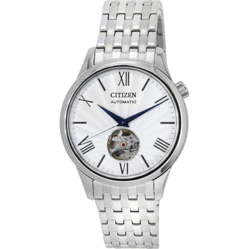Citizen Stainless Steel Open Heart Silver Dial Automatic NH9130-84A Men's Watch