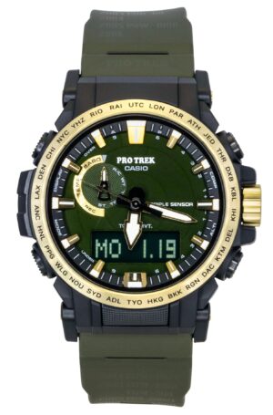 Casio Pro Trek Analog Digital 30th Anniversary Bio-Based Resin Strap Green Dial Solar PRW-61ANS-3 100M Men's Watch