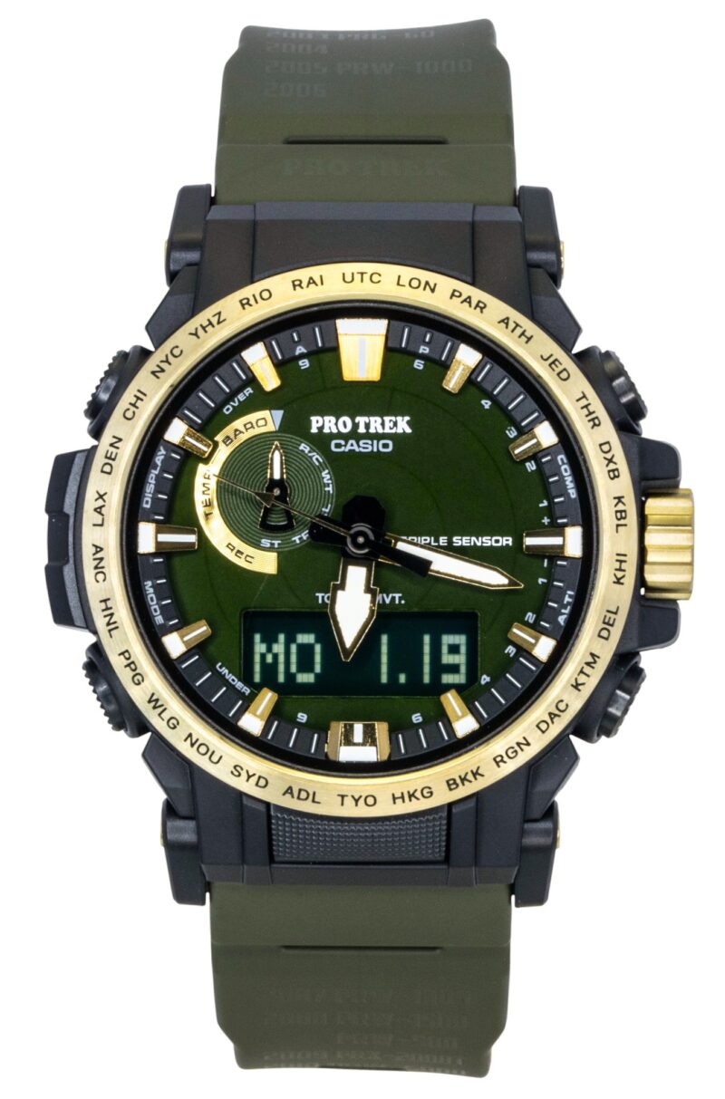 Casio Pro Trek Analog Digital 30th Anniversary Bio-Based Resin Strap Green Dial Solar PRW-61ANS-3 100M Men's Watch