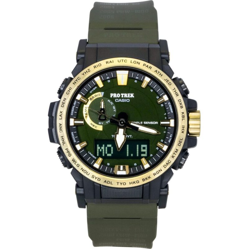 Casio Pro Trek Analog Digital 30th Anniversary Bio-based Resin Strap Green Dial Solar Prw-61ans-3 100m Men's Watch
