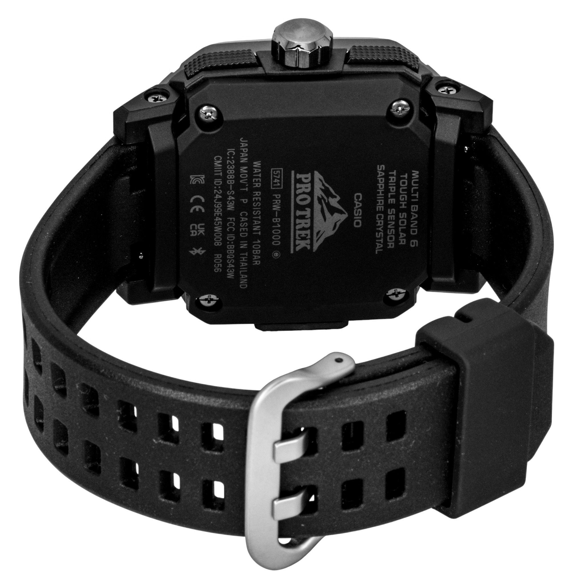 Casio Pro Trek Analog Digital Smartphone Link Black Rubber Strap Black Dial Solar PRW-B1000-1 100M Men's Watch