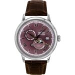Orient Classic Sun and Moon Leather Strap Bordeaux Dial Automatic RA-AK0807R Men's Watch