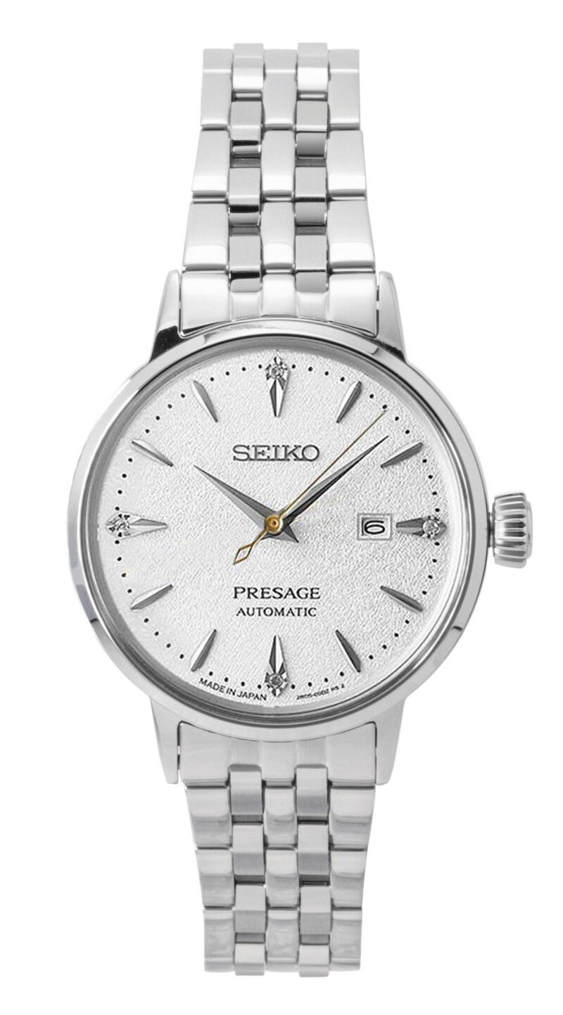 Seiko Presage Cocktail Diamond Accents Stainless Steel Silver Dial Automatic SRE017J1 Women's Watch