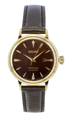 Seiko Presage Cocktail Diamond Accents Leather Strap Automatic SRE020J1 Women's Watch