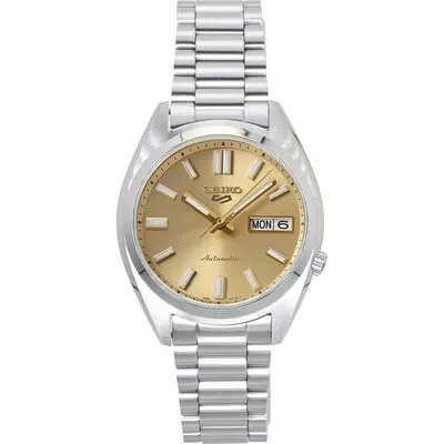 Seiko 5 Sports SNXS Stainless Steel Gold Dial Automatic SRPL59K1 100M Men's Watch