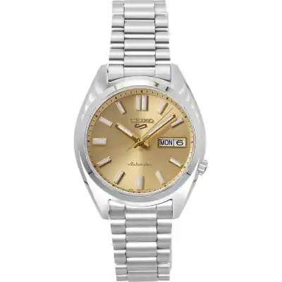 Seiko 5 Sports SNXS Stainless Steel Gold Dial Automatic SRPL59K1 100M Men's Watch