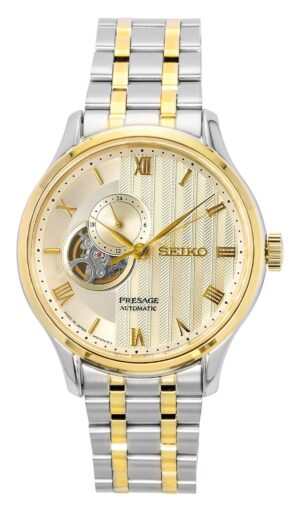 Seiko Presage Japanese Garden Two Tone Stainless Steel Gold Dial Automatic SSA464J1 Men's Watch