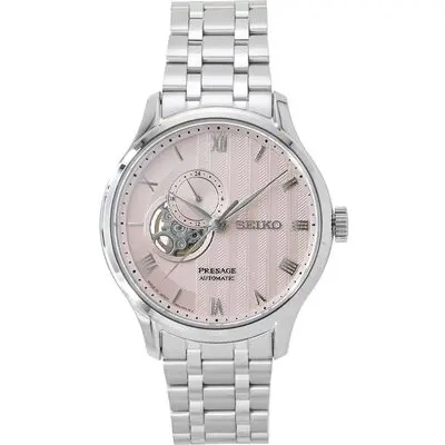 Seiko Presage Japanese Garden Stainless Steel Pale Pink Dial Automatic SSA465J1 Men's Watch