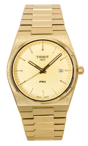 Tissot PRX Gold Tone Stainless Steel Champagne Dial Quartz T137.410.33.021.00 100M Men's Watch