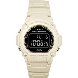 Casio Standard Illuminator Digital White Resin Strap Quartz W-219HC-8B Men's Watch