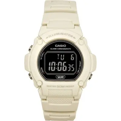 Casio Standard Illuminator Digital White Resin Strap Quartz W-219HC-8B Men's Watch