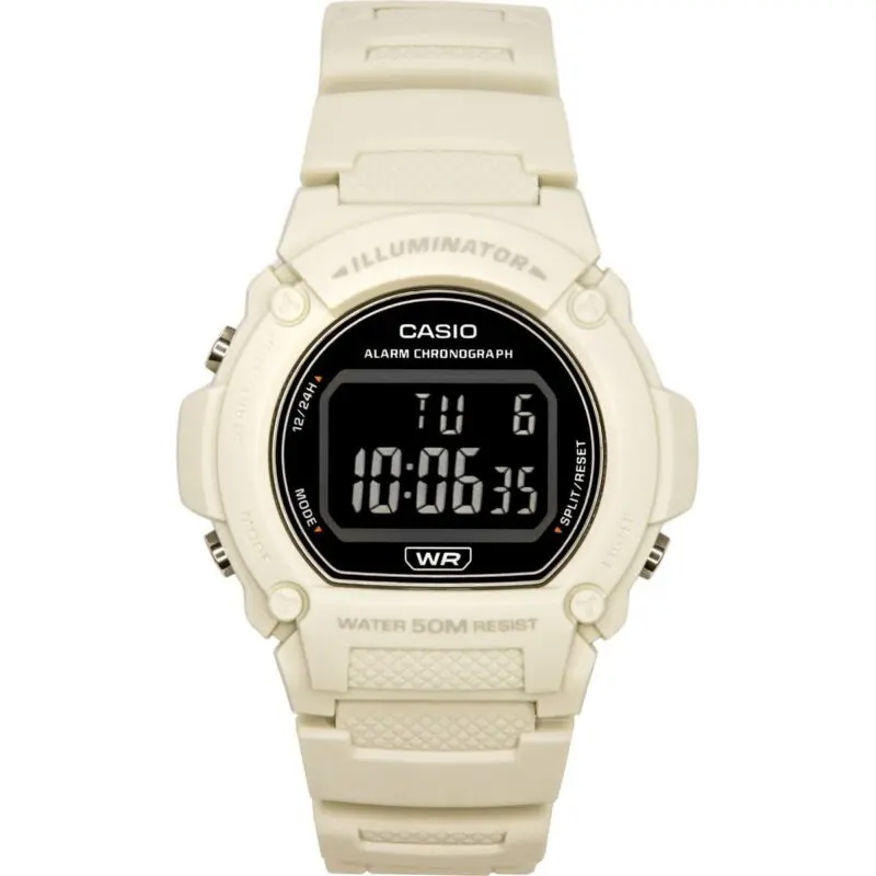 Casio Standard Illuminator Digital White Resin Strap Quartz W-219HC-8B Men's Watch