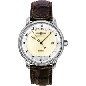 Zeppelin Friedrichshafen Brown Leather Strap Gold Dial Automatic 85625 Men's Watch