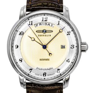 Zeppelin Friedrichshafen Brown Leather Strap Gold Dial Automatic 85625 Men's Watch